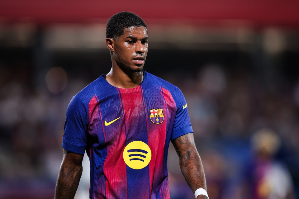 Marcus Rashford in an FC Barcelona jersey.