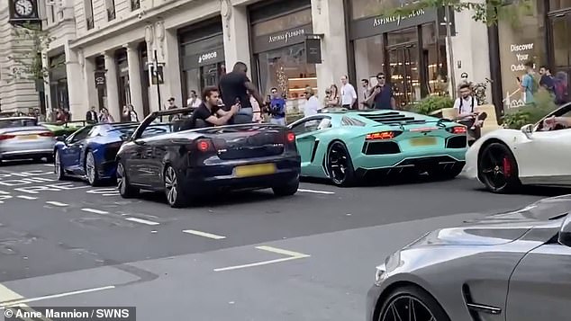A fleet of expensive luxury sport cars were seen in central London ahead of a meet last year