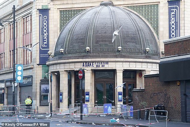 The scene outside the O2 Brixton Academy after two people were killed in a crush in 2022