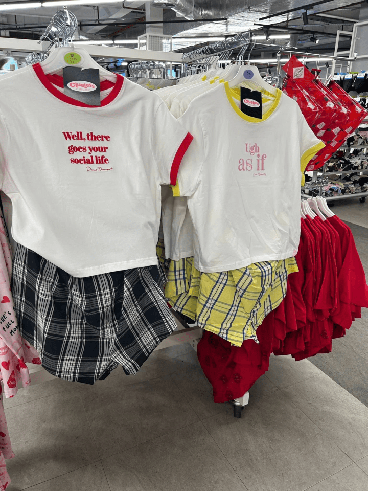 Clueless pajamas on display at a store.