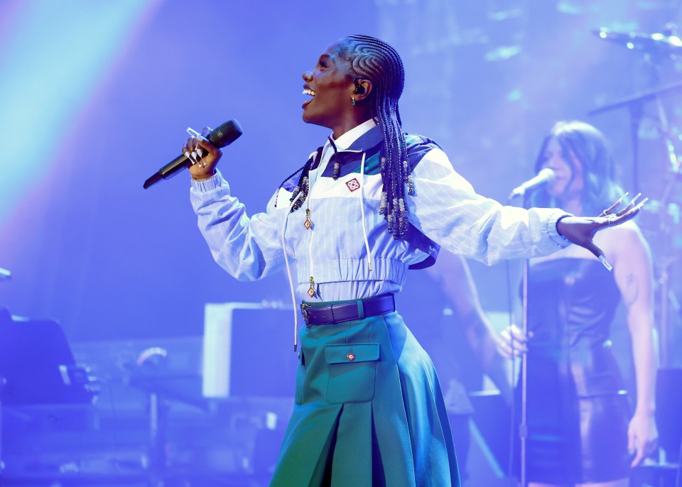 Doechii performing onstage at the Grammy Awards.