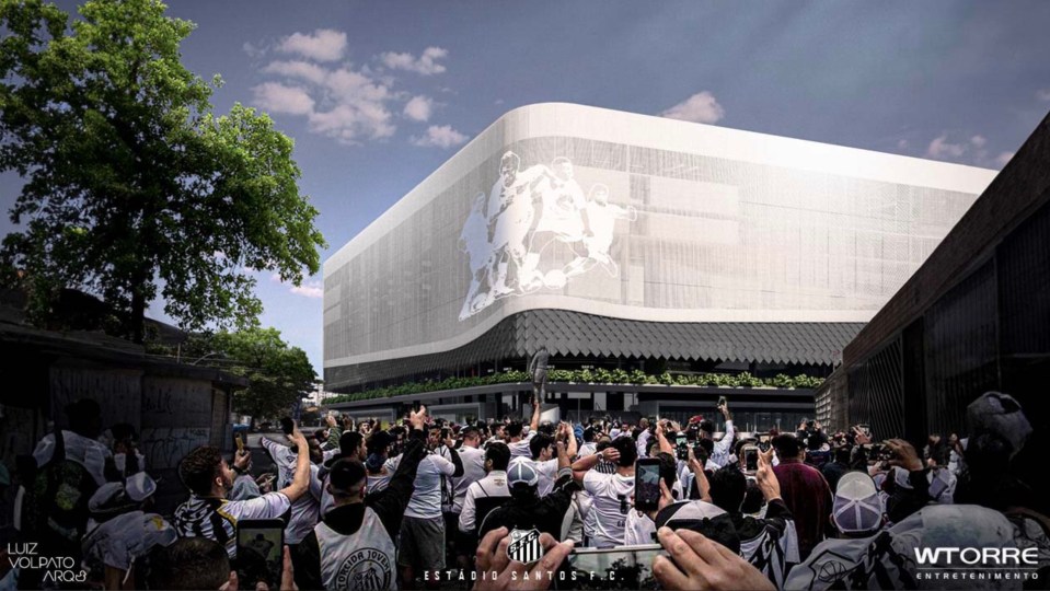 Illustration of Santos FC's new stadium design.
