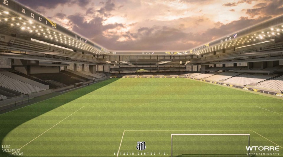Illustration of Santos FC's new stadium design.