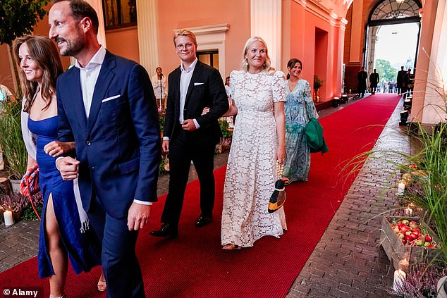 Mette-Marit and Haakon arrived at their 50th birthday celebration with the two children they share, Princess Ingrid Alexandra, 21, and Prince Sverre Magnus, 19