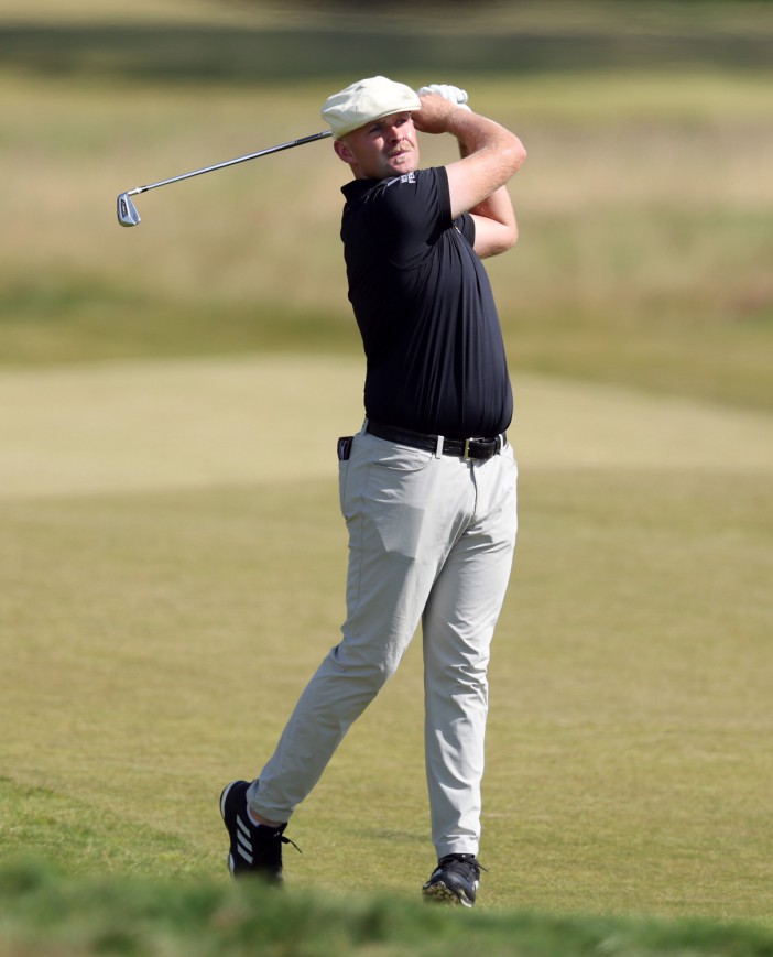 NORTH BERWICK, SCOTLAND - JULY 12:  Harry Hall of England plays his second shot on the second hole on day three of the Genesis Scottish Open 2025 at The Renaissance Club on July 12, 2025 in North Berwick, Scotland. (Photo by Warren Little/Getty Images)