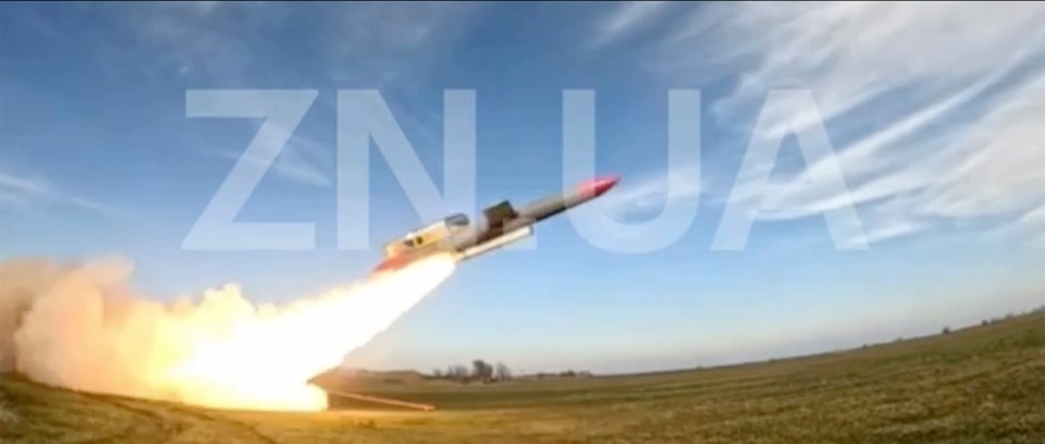 Footage of Ukraine's Flamingo long-range cruise missile test.