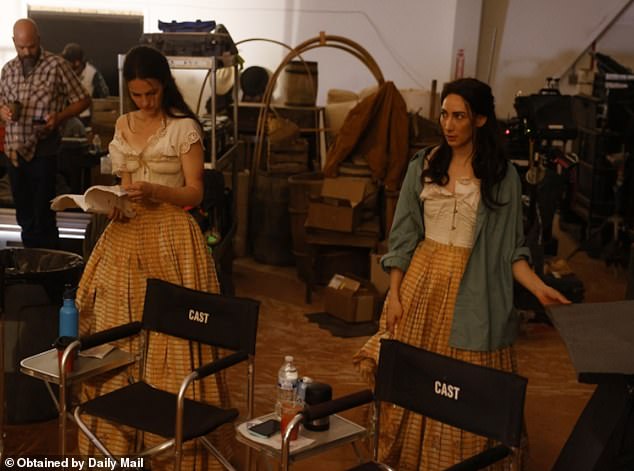 LaBella is seen standing on set alongside actress Ella Hunt, for whom she served as a stunt double on the series