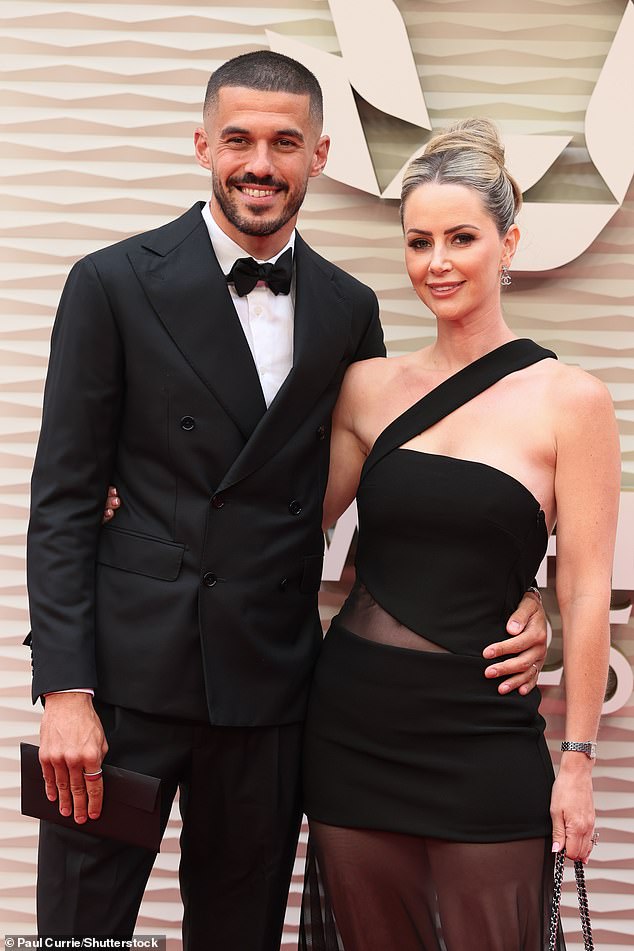 New Wrexham defender Conor Coady was joined by his wife Amie, who wowed in a one-shouldered black dress with a sheer skirt
