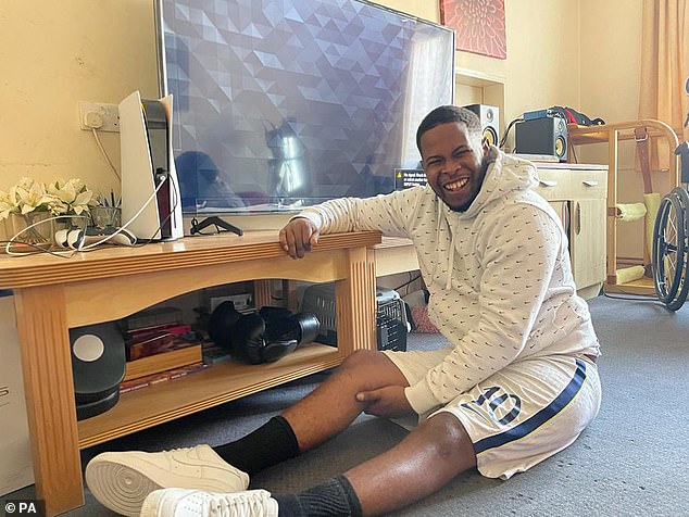 Mr Walker-Brown (pictured) was unarmed at the time he was shot with the Taser. He has now been forced to use a wheelchair following the incident in May 2020
