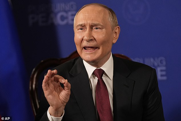 Russia's President Vladimir Putin speaks as he meets with President Donald Trump Friday, Aug. 15, 2025, at Joint Base Elmendorf-Richardson, Alaska