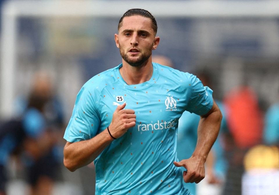 Adrien Rabiot warming up for Olympique Marseille.