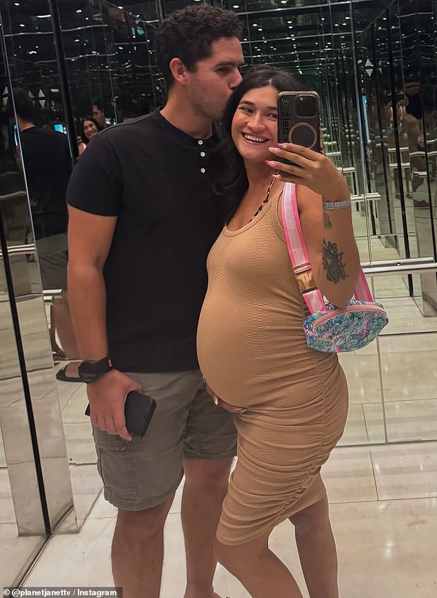 She announced her pregnancy with new beau Jim Perez on Instagram in February, sharing a sonogram and the caption, 'Our Rainbow Baby. September cannot come sooner ¿¿'