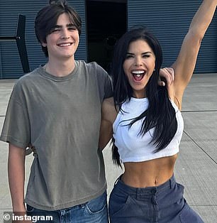 Spot the teen! Sanchez pictured with the son she shares with her ex-husband, Patrick Whitesell