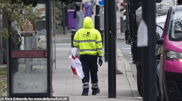 One of the employees, who gave his name only as Tyrone, told the Daily Mail: ‘I was sent here by my managers to take these flags down. I don’t know the significance of these flags but I’ve been taking them down and getting abuse by people who are telling me to “leave it!”'
