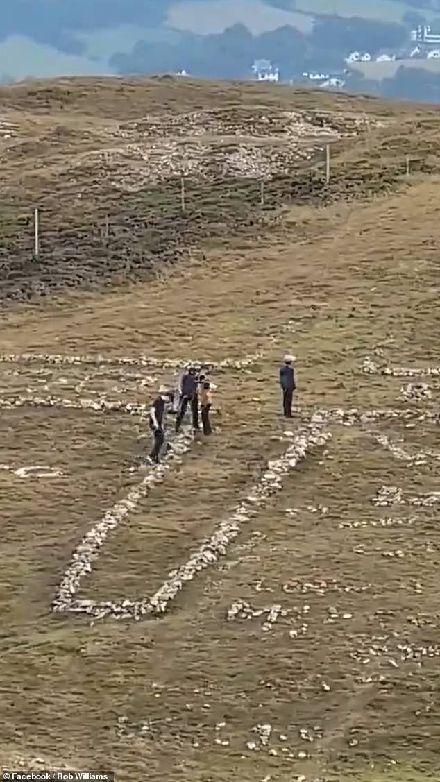 The incident led to uproar among some locals, with many taking to social media to slam the destruction of the cross on the grass hillside, which is popularly known as 'The Hill of Names' because families also often use the rocks to spell out the names of loved ones who have died