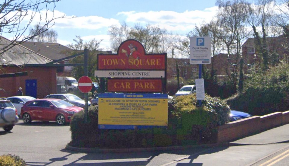 Town Square Shopping Centre car park in Syston, Leicestershire.