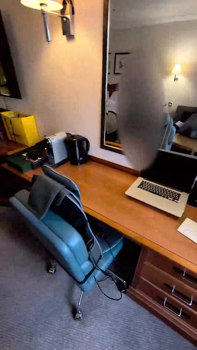 There are also MacBooks and a Nespresso coffee machine on the table where he is said to be running a lucrative graphic design business