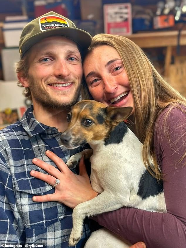 Rylie Toomey (right), pictured here with her fiancé, was diagnosed with stage four colon cancer at 27. She told TODAY.com she regularly plays lacrosse, runs and cycles and sticks to a healthy diet