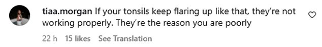 Fans were quick to criticise Sam's advice for her sister, branding it 'dangerous and uneducated' in the comments