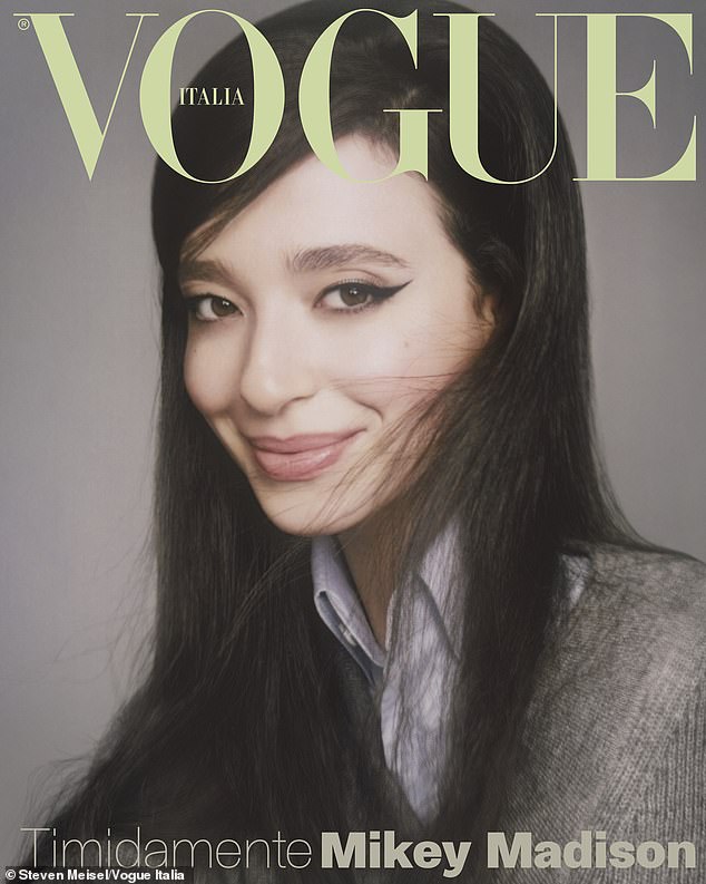 Mikey appears on one of two covers for the September 2025 issue of Vogue Italia; pictured her digital cover for the publication