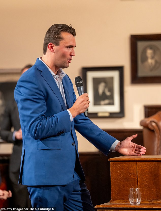 Charlie Kirk (pictured) was made aware of Connolly's ordeal after a visit to the UK and vowed to get the US State Department involved in the process