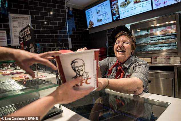 The pensioner became a cult hero in the town thanks to her 'banter' with customers and the habit of always having a smile on her face