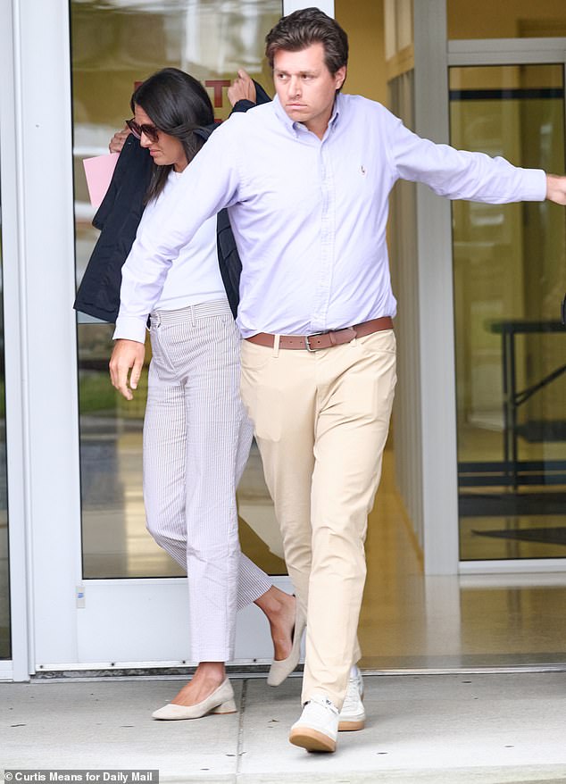 Caron leaves the courthouse in Cape May after Wednesday's hearing. She is facing a minimum of 10 years behind bars