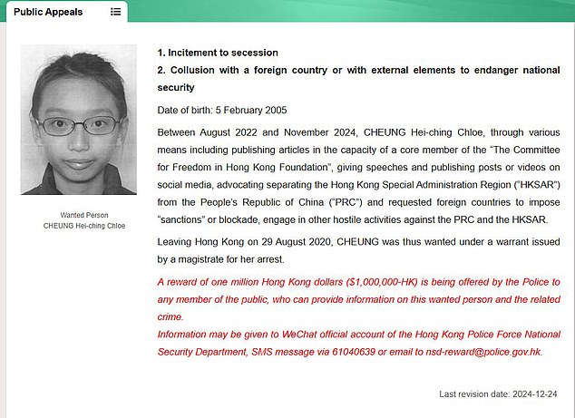 On her arrest warrant, alongside allegations of inciting secession and endangering national security, was a photograph of her geekish, bespectacled self, aged 11