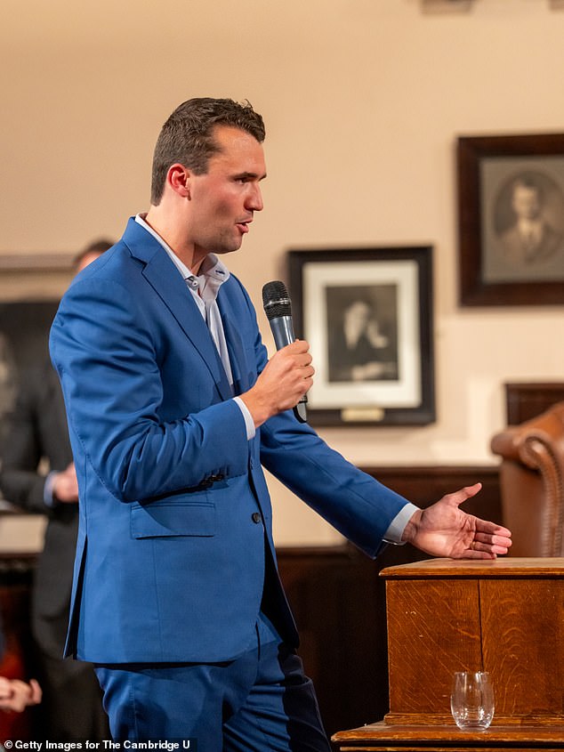 Charlie Kirk (pictured) was made aware of Connolly's ordeal after a visit to the UK and vowed to get the US State Department involved in the process