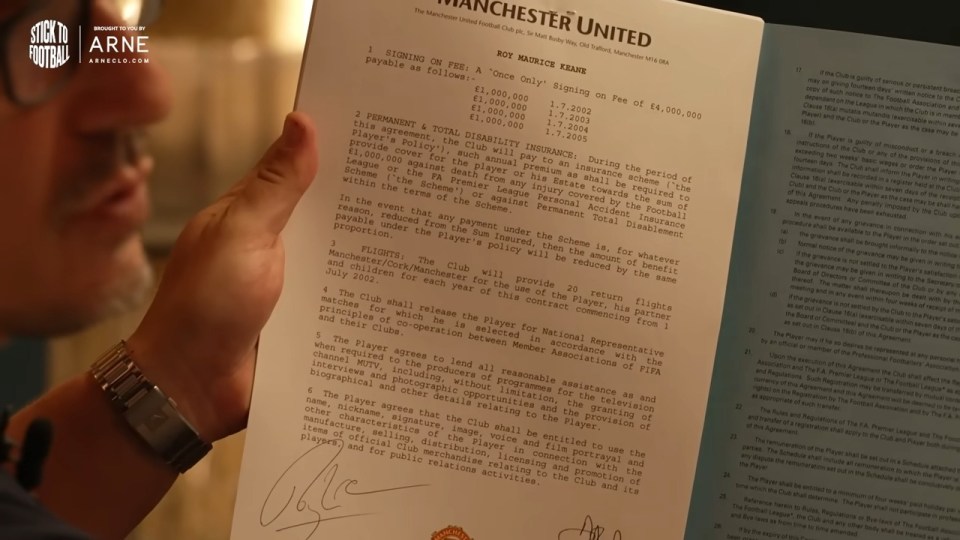 Roy Keane's Manchester United contract.
