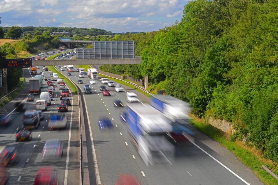 Heavy traffic on a motorway.