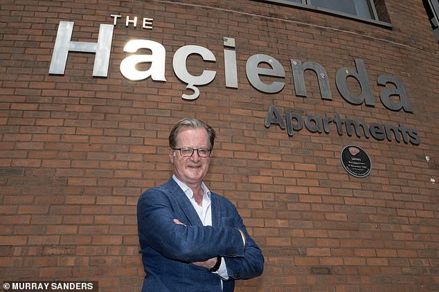 Dominic Midgley outside the Hacienda apartments, on the site of the famous Hacienda club in Manchester's city centre