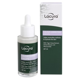 Lacura Colour Correcting Drops bottle and box.