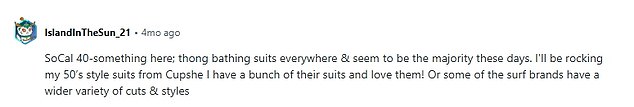 'SoCal 40-something here; thong bathings suits everywhere & seem to be the majority these days'