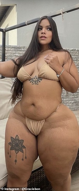 An older picture of Gracie that she posted to support her claim that her curves are real
