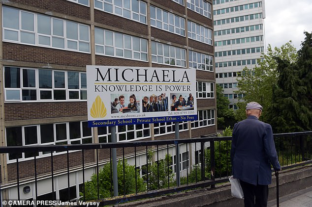 Every pupil at Michaela Community School in Wembley (pictured) passed both English and maths with grade 4 and above - for the first time ever