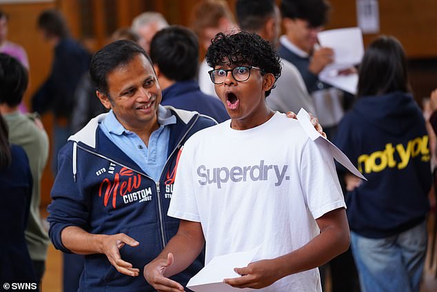 Students receive their GCSE results at Nottingham High School in Nottingham