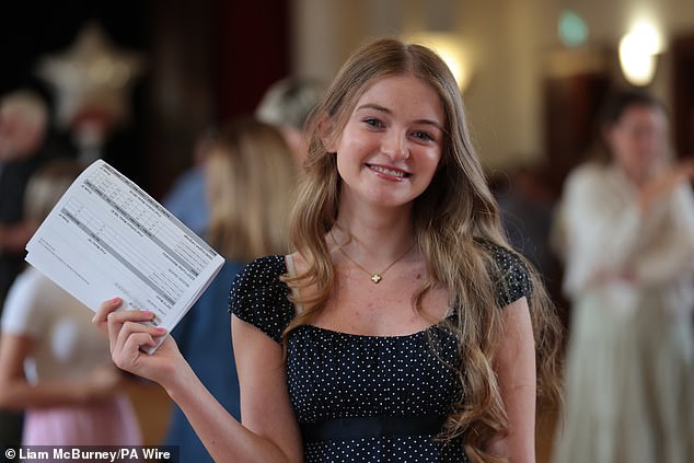 Julia Hagarty at St Dominic's in Belfast receiving her GCSE results