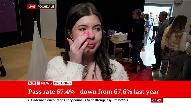 Tears of joy as student reacts live on BBC News