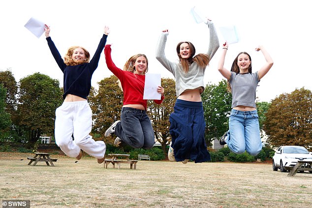 Students receive their GCSE results at Redmaids' High School in Bristol