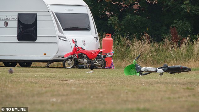 Bikes were also seen left abandoned by the travellers who have descended on the idyllic north London park