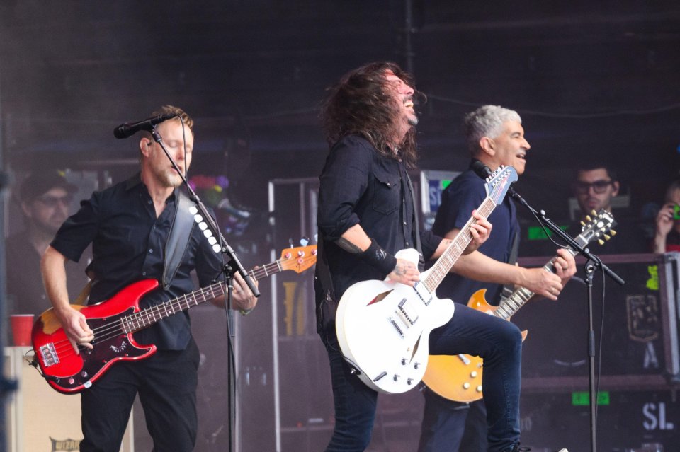 Foo Fighters performing at Glastonbury Festival.