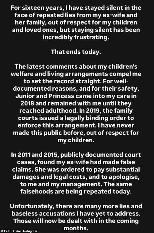 Katie and ex-husband Peter are currently locked in a bitter feud after he hit out at her 'baseless lies over the last 16 years' in a blistering statement on Thursday
