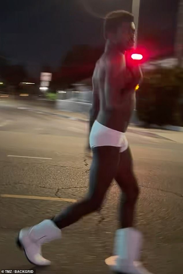 Lil Nas X was seen repeatedly talking about a party and asking for the cameraperson's phone as he walked down the middle of Ventura Boulevard
