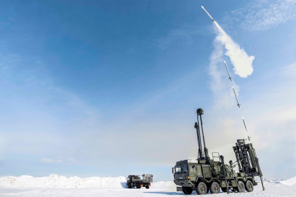 Land Ceptor missile defense system launching missiles during a live fire trial.