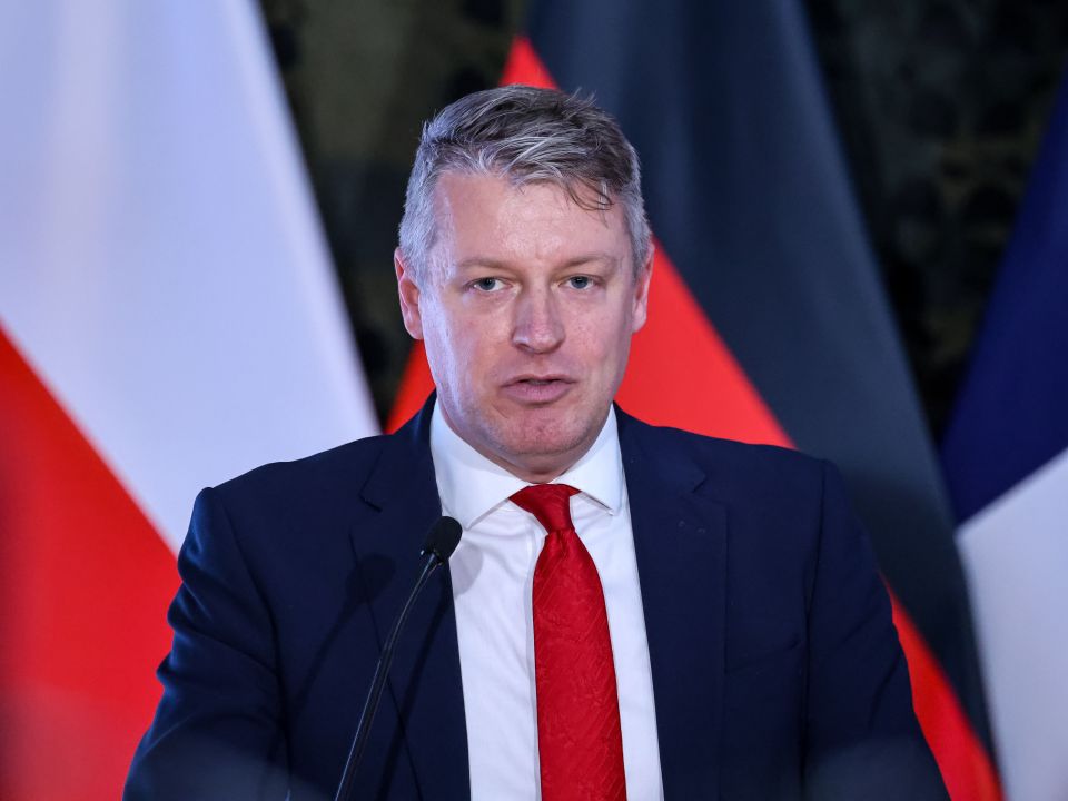 Luke Pollard, UK Under-Secretary of State for the Armed Forces, speaking at a press conference.