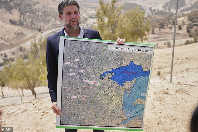 Israel's far-right finance minister Bezalel Smotrich, who was sanctioned by the UK in June and unveiled the E1 project last week, said the idea of a Palestinian state was 'being erased'