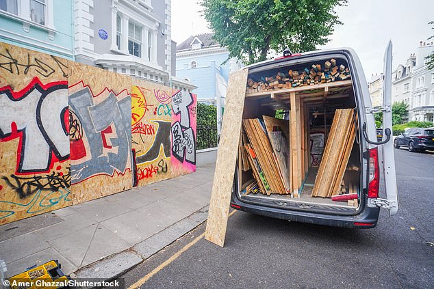 Residential properties in the Notting Hill area have been boarded up this week ahead of the carnival