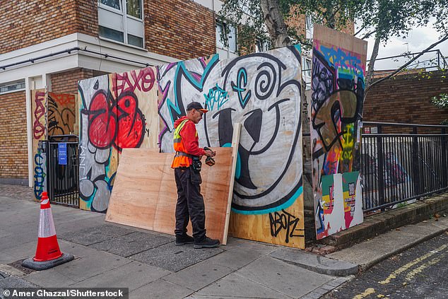 Residential properties in the Notting Hill area boarded up this week ahead of the carnival
