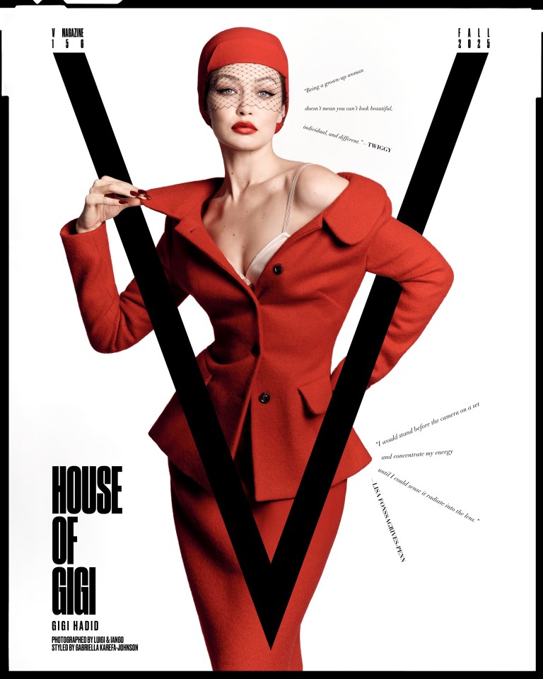 Gigi Hadid on the cover of V Magazine's Fall 2025 issue.